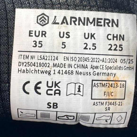 Larnmern Slip-On Work Shoes Unisex Size 5 Black Steel Toe Loafers Casual Safety - Picture 4 of 12